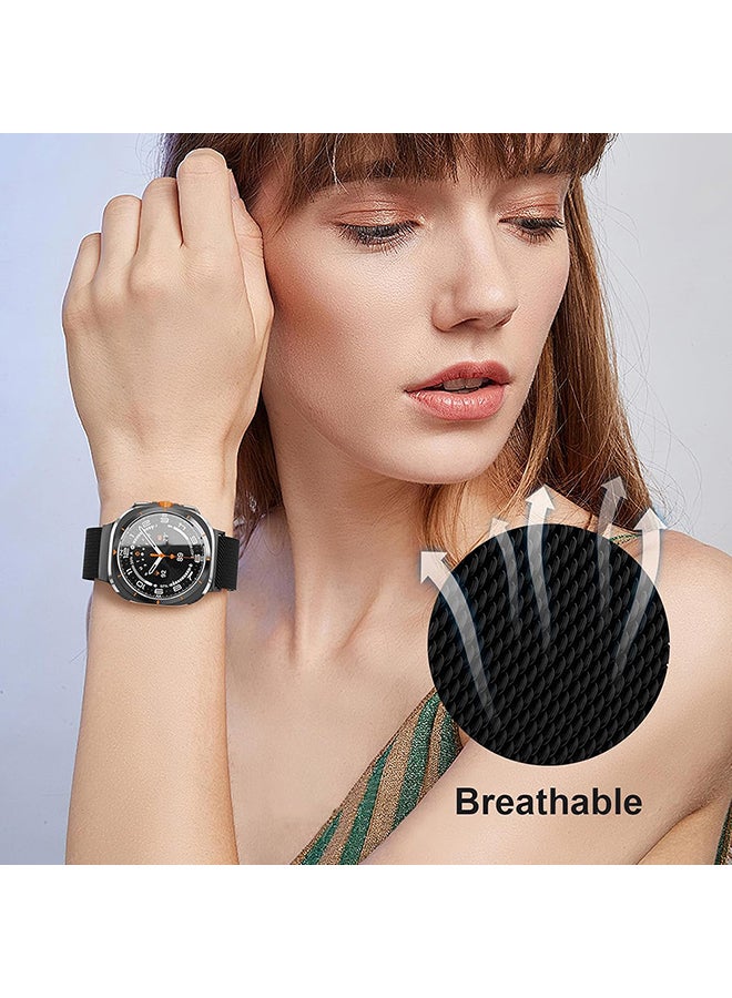 O Ozone Milanese Band Compatible with Samsung Galaxy Watch Ultra Band 47mm (2024), Stainless Steel Mesh Loop Magnetic Clasp Strap for Women Men - Black - Image 5