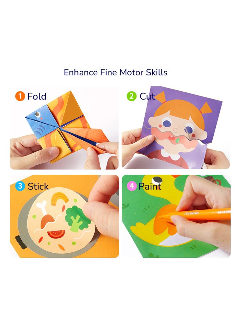 MiDeer Brain Game Book – Let’s Origami Level 2 | Intermediate Origami Craft Kit for Kids Ages 4+ with 50 Origami Papers, 25 Step-by-Step Guides, Reward Sticker & Certificate  - Image 3