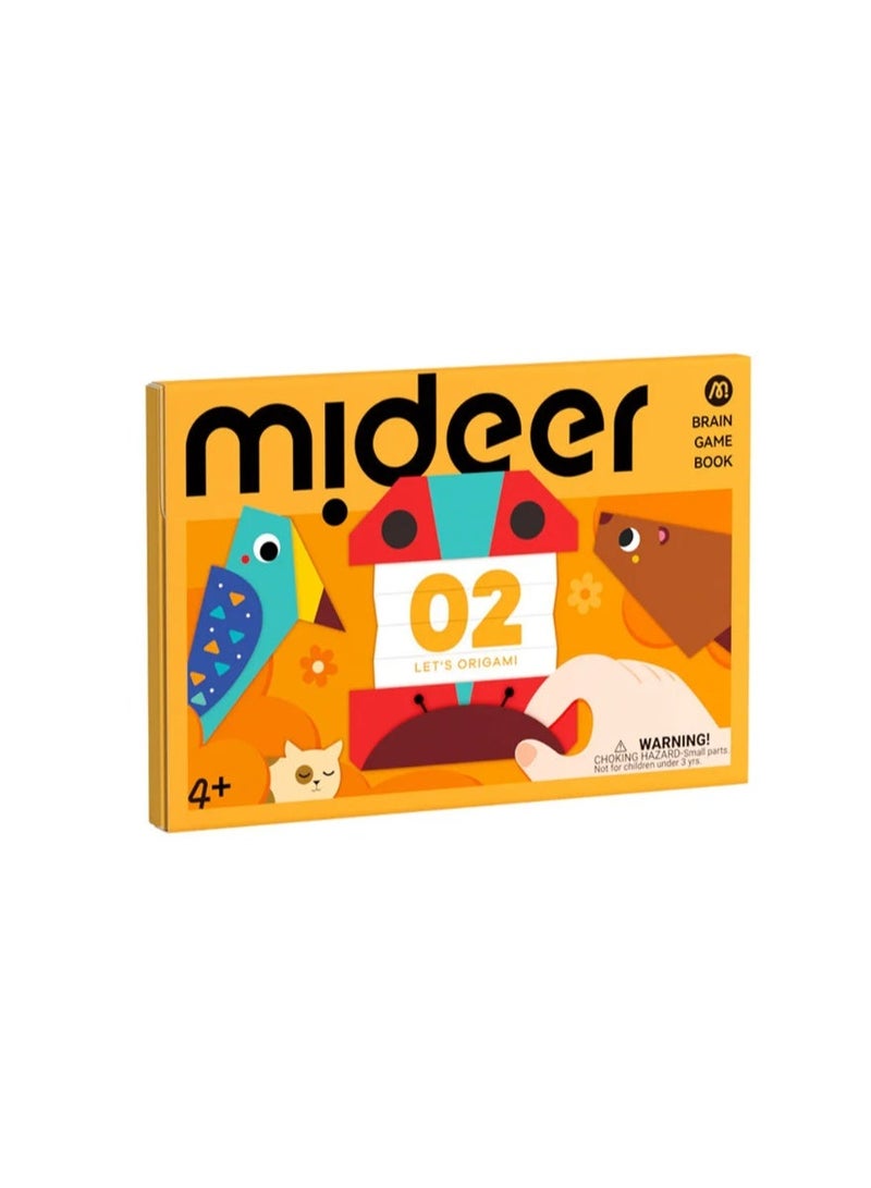 MiDeer كتاب ألعاب العقل – لنقم بالأوريغامي المستوى 2 | مجموعة حرفة أوريغامي متوسطة للأطفال من عمر 4 سنوات وما فوق مع 50 ورقة أوريغامي، 25 دليل خطوة بخطوة، ملصق مكافأة وشهادة - Image 1
