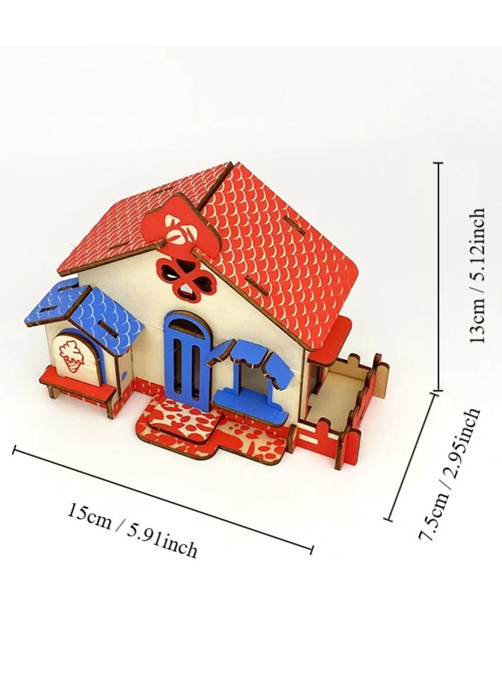 لغز ثلاثي الأبعاد خشبي، طقم تجميع نموذج مبنى كوخ، طقم لغز ثلاثي الأبعاد تعليمي - Image 1
