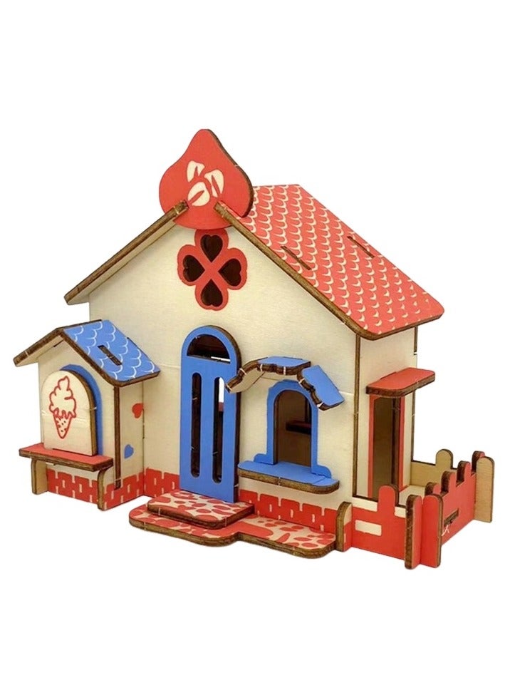 لغز ثلاثي الأبعاد خشبي، طقم تجميع نموذج مبنى كوخ، طقم لغز ثلاثي الأبعاد تعليمي - Image 2