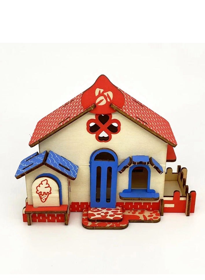 لغز ثلاثي الأبعاد خشبي، طقم تجميع نموذج مبنى كوخ، طقم لغز ثلاثي الأبعاد تعليمي - Image 5