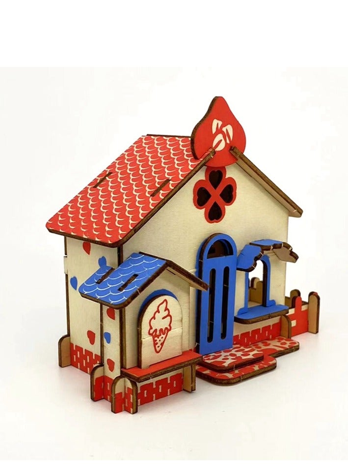 لغز ثلاثي الأبعاد خشبي، طقم تجميع نموذج مبنى كوخ، طقم لغز ثلاثي الأبعاد تعليمي - Image 4