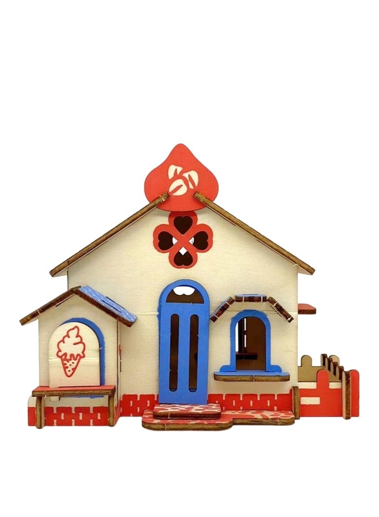 لغز ثلاثي الأبعاد خشبي، طقم تجميع نموذج مبنى كوخ، طقم لغز ثلاثي الأبعاد تعليمي - Image 3