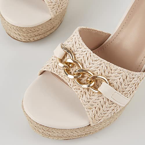 Coutgo Womens Platform Wedge Sandals Espadrille Chain Slip On Summer Slides Backless Open Toe Casual Shoes - Image 3