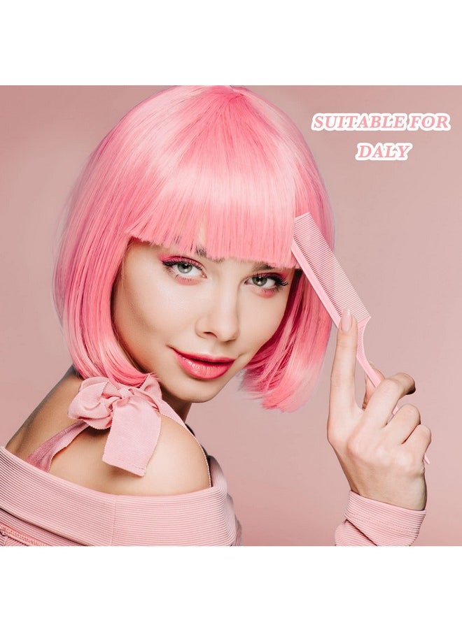 Leinuosen Leinuosen 3 Pack Carbon Fiber Rat Tail Styling Comb, Heat Resistant Anti Static Teasing Comb for Back Combing Root Teasing Adding Volume Evening Styling (Pink, Yellow, Green)  - Image 3