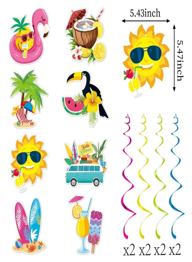 burgleda Hawaiian Luau Summer-Pool Party-Decorations Supplies - 10pcs Hello Banner,Outdoor Beach Theme Tissue Streamers Garland,Aloha Flamingo Hanging Swirl,Tropical Backdrop Office Tiki Decor Burgleda - Image 3