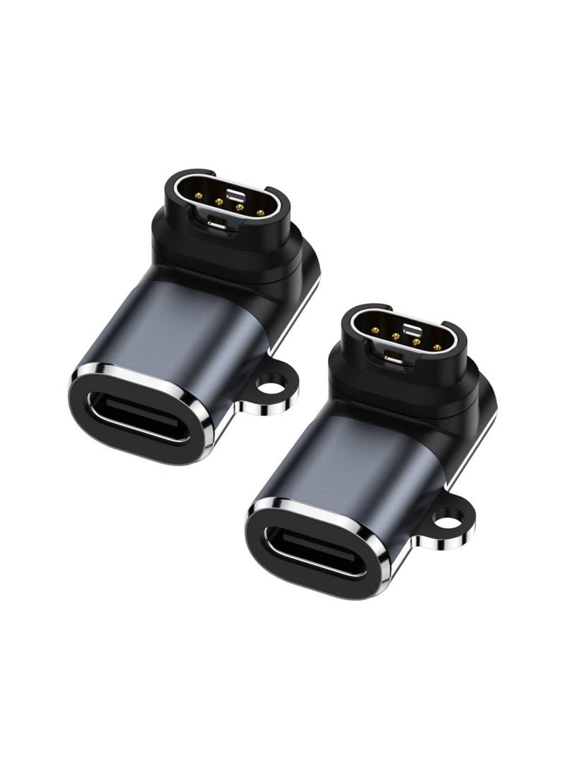 GNAFOTU USB C 90 Degree Adapter (2 Pack), Garmin Watch Charger to USB Type C Cable Converter for Garmin Fenix 7 7S 7X 6 6S 6X 5 5S 5X, Forerunner 945 45 45S 245 Music, Instinct 1/2/2S/Tide and More - Image 1