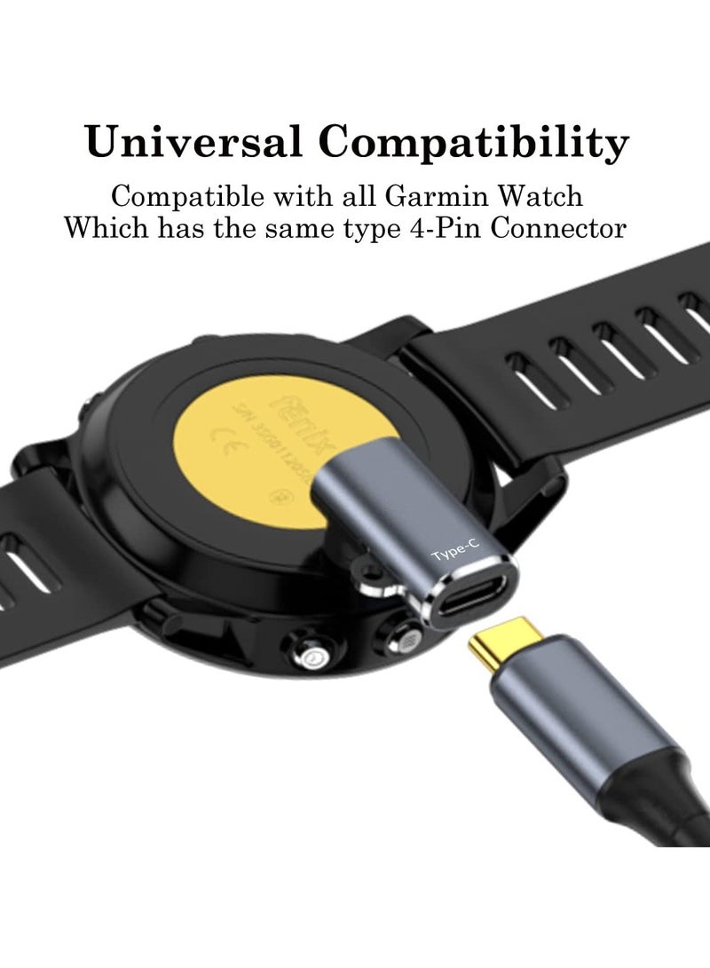 GNAFOTU USB C 90 Degree Adapter (2 Pack), Garmin Watch Charger to USB Type C Cable Converter for Garmin Fenix 7 7S 7X 6 6S 6X 5 5S 5X, Forerunner 945 45 45S 245 Music, Instinct 1/2/2S/Tide and More - Image 2