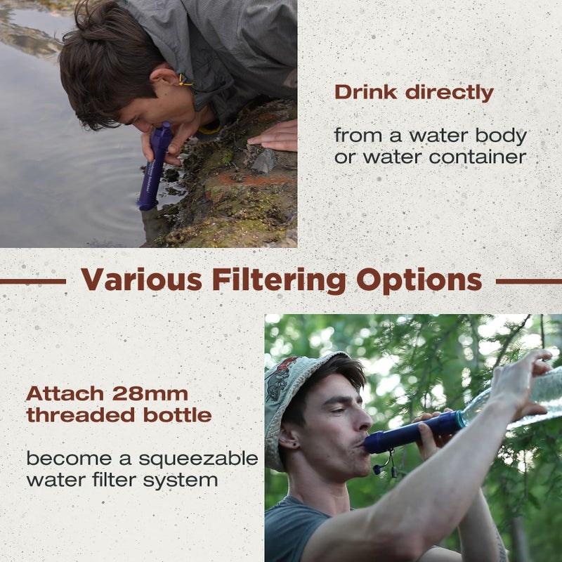 Membrane Solutions Water Filter Straw S2, NSF/ANSI 42&372&401 Certified, 4-Stage 0.1 Î¼m Portable Water Purifier with Replaceable Filter, 5,000L Capacity for Camping, Hiking, Survival and Emergency- 5P - Image 3