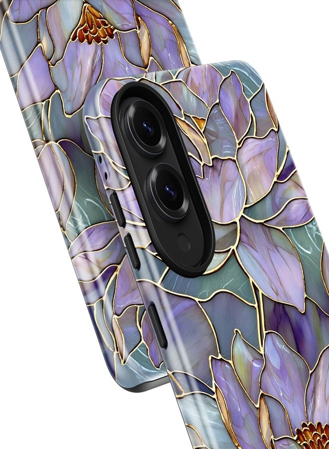 Esdot for Samsung Galaxy S25 Edge Case,Aesthetic Blooming Purple Lotus Girly Shell,Compatible with Magsafe,Trendy Unique Cool Retro Western Protective Slim Silicone Phone Cover for Women Girls - Image 5