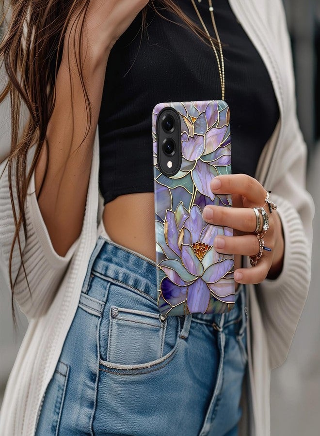 Esdot for Samsung Galaxy S25 Edge Case,Aesthetic Blooming Purple Lotus Girly Shell,Compatible with Magsafe,Trendy Unique Cool Retro Western Protective Slim Silicone Phone Cover for Women Girls - Image 4