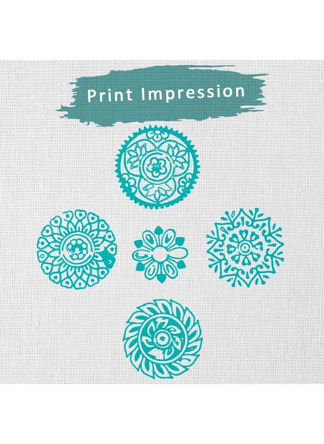 Hashcart Hashcart | Set of 5 | Wooden Handcarved Round Floral Design Wooden Block Stamps for Printing Fabric Saree Border, Fabric, Textile, Paper, Clay, Pottery, Block Printing Stamps  - Image 2