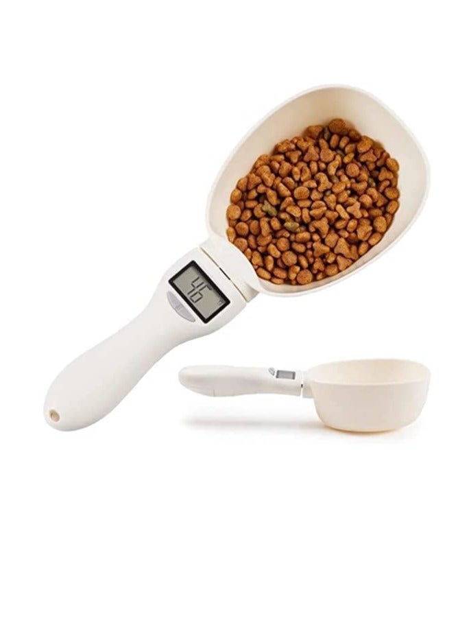 Digital Pet Food Scoop and Kitchen Scale 500 g - Detachable Measuring Spoon with LCD Display, 0.1 g Steps and 5 Units g ml cup fl oz oz, 23 cm Long with 9.3 cm Scoop for Dogs, Cats and Baking, White - Image 5