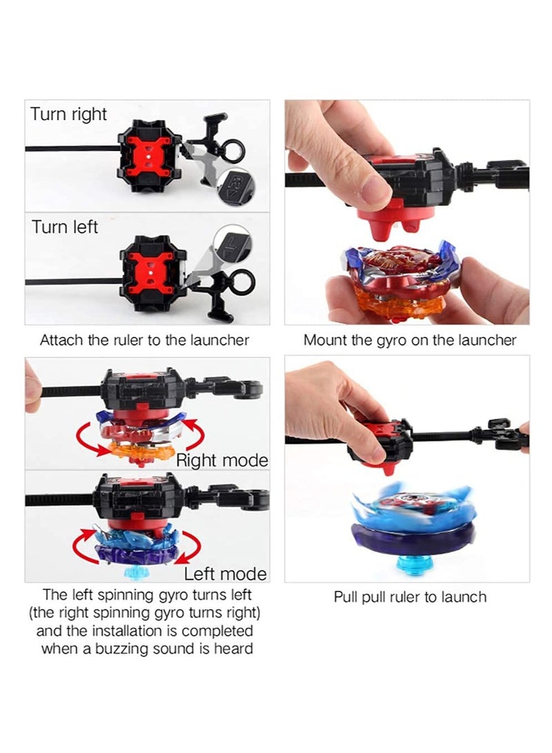 Bey Battling Top Burst Gyro Toy Set Combat Battling Game 8 Spinning Tops 3 Launchers with Portable Storage Box Gift for Kids Children Boys Ages 6+ (8-pack)