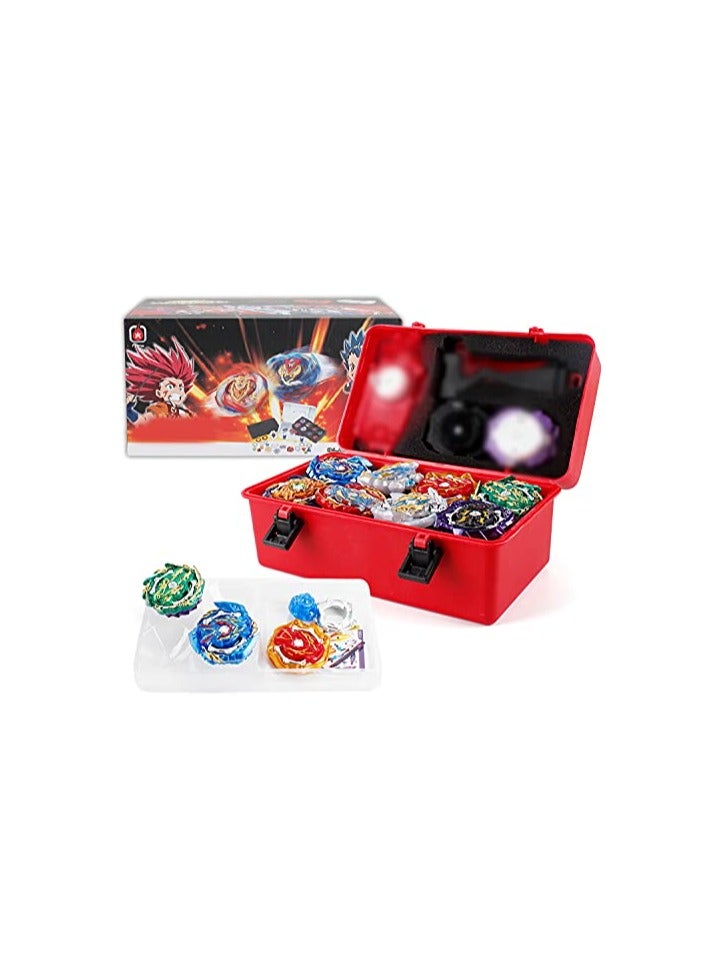 Bey Battling Top Burst Gyro Toy Set Combat Battling Game 8 Spinning Tops 3 Launchers with Portable Storage Box Gift for Kids Children Boys Ages 6+ (8-pack)