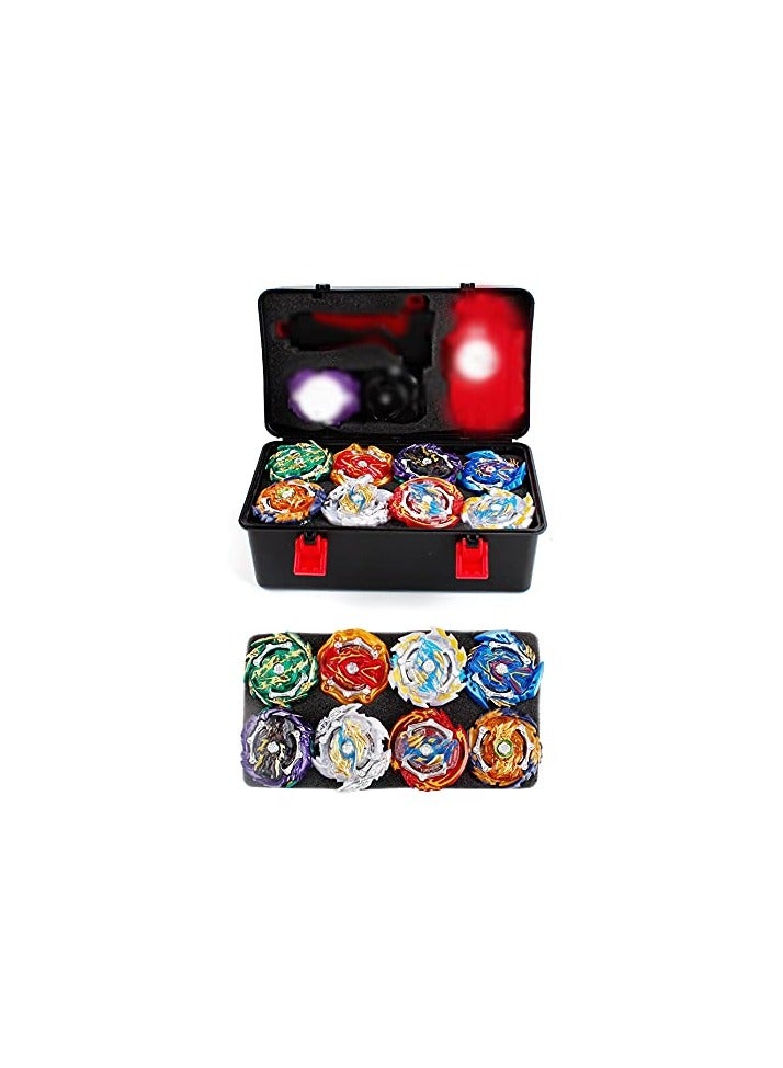 Bey Battling Top Burst Gyro Toy Set Combat Battling Game 8 Spinning Tops 3 Launchers with Portable Storage Box Gift for Kids Children Boys Ages 6+ (8-pack)