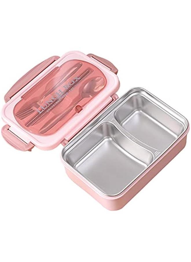 MOXO Portable Lunch Box 304 Stainless Steel Leakproof Microwave Heating Divided Food Containers with Spoon and Choticks  - Image 1