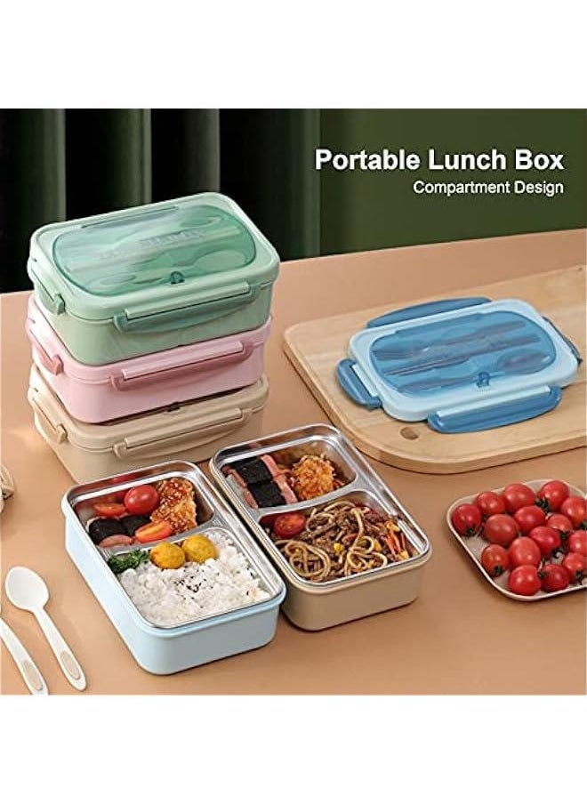 MOXO Portable Lunch Box 304 Stainless Steel Leakproof Microwave Heating Divided Food Containers with Spoon and Choticks  - Image 3
