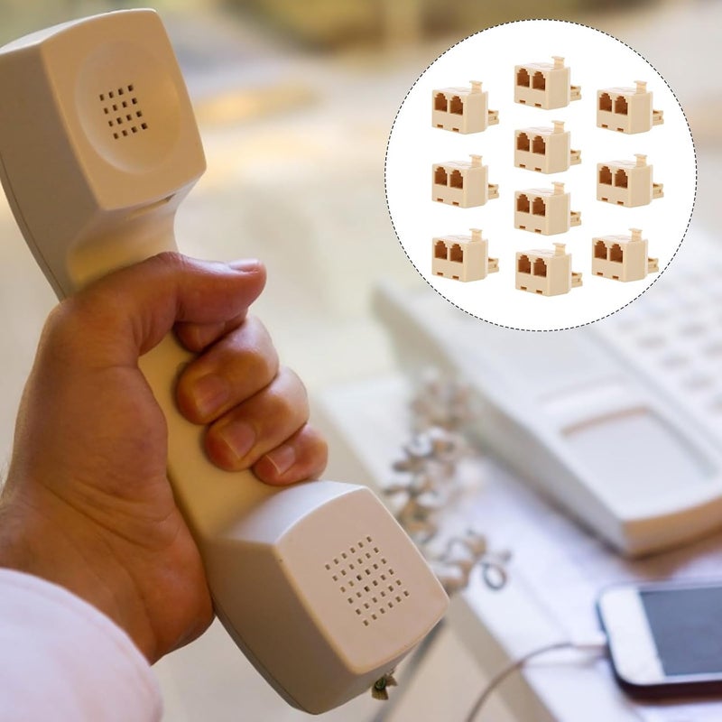 2-طريق مقبس RJ11 مقسم محول 10 حزمة محول سلك خط الهاتف للمكتب المنزلي - Image 5