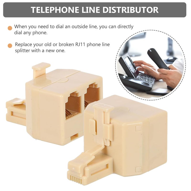 2-طريق مقبس RJ11 مقسم محول 10 حزمة محول سلك خط الهاتف للمكتب المنزلي - Image 4