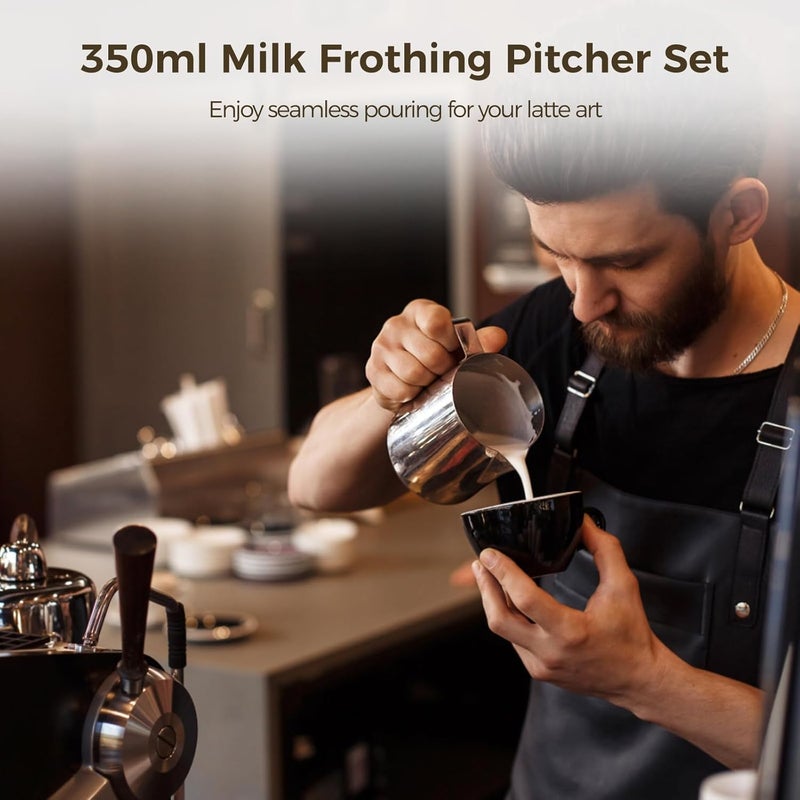 Espresso Milk Frothing Pitcher, Four Pieces Stainless Steel Steaming with Measurement Marks, Latte Art Cup with Frothing Needle for Art Chocolate Latte Cappuccino Hot - Image 2