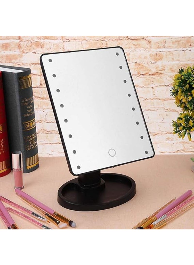 NAFEH - Lights Table Makeup Mirror LED Makeup Vanity Mirror Black with Touch Switch Three Brightness - Image 1