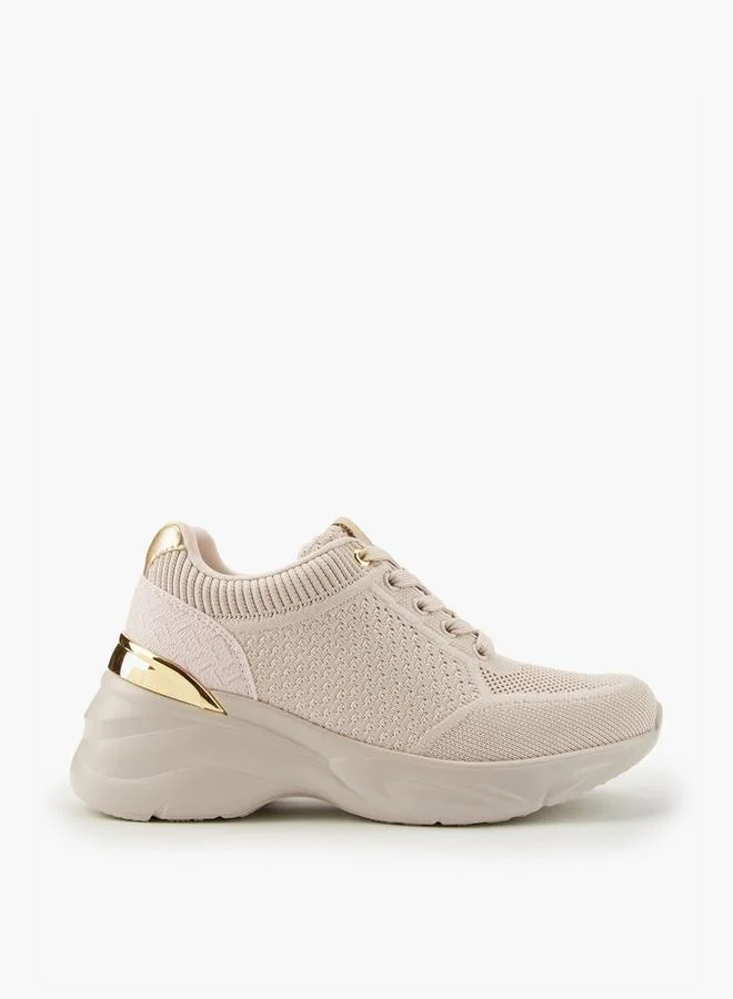 Flora Bella By Shoexpress Textured Lace-Up Sneakers
