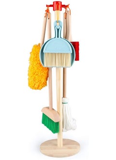 YelaJoy Kids Cleaning Set Toys 7 Piece Cleaning Toys for Toddlers Pretend Play Cleaning Tools for Kids Wooden Detachable Housekeeping Broom Dustpan Duster Brush Mop  - Image 1