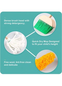 YelaJoy Kids Cleaning Set Toys 7 Piece Cleaning Toys for Toddlers Pretend Play Cleaning Tools for Kids Wooden Detachable Housekeeping Broom Dustpan Duster Brush Mop  - Image 3