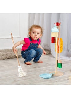 YelaJoy Kids Cleaning Set Toys 7 Piece Cleaning Toys for Toddlers Pretend Play Cleaning Tools for Kids Wooden Detachable Housekeeping Broom Dustpan Duster Brush Mop  - Image 5