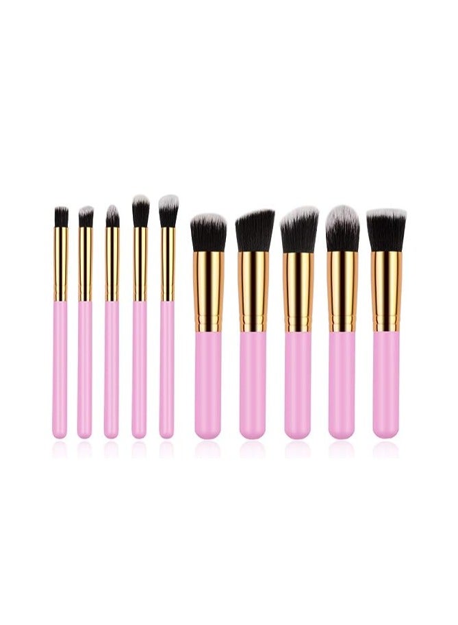 ORiTi Makeup Brushes 10 PCs Makeup Brush Set Premium Synthetic Foundation Brush Blending Face Powder Blush Concealers Eye Shadows Make Up Brushes Kit Makeup Tools Set (Pink Gold) - Image 2