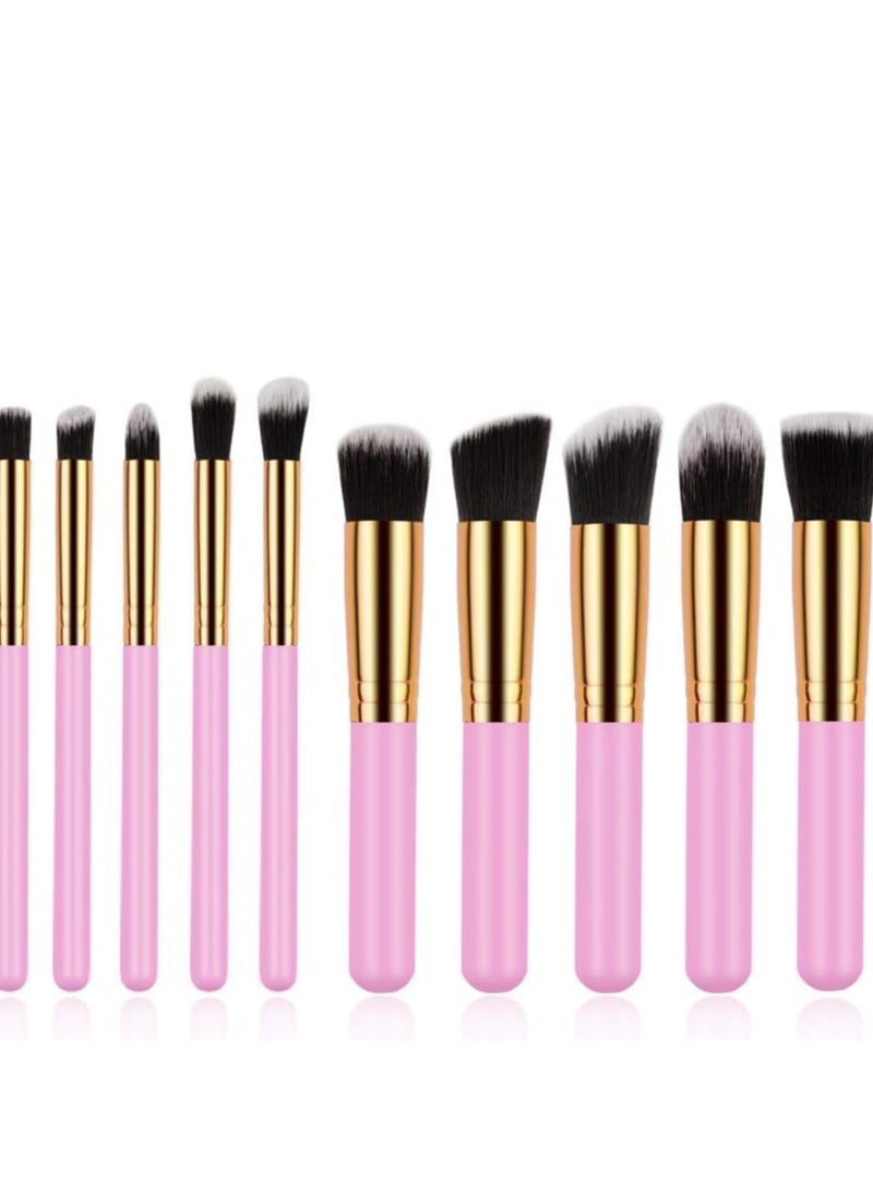 ORiTi Makeup Brushes 10 PCs Makeup Brush Set Premium Synthetic Foundation Brush Blending Face Powder Blush Concealers Eye Shadows Make Up Brushes Kit Makeup Tools Set (Pink Gold) - Image 1