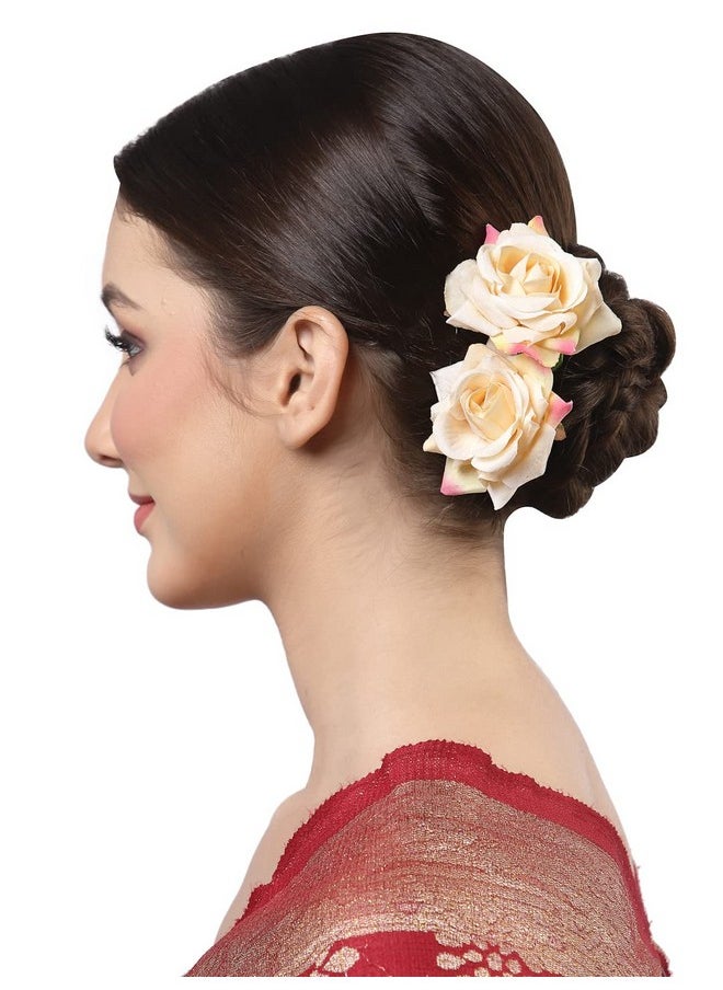 اكسسوارات الشعر فوغ - إكسسوارات شعر دبابيس جودا لصانعة كعكة الزهور الوردية خفيفة الوزن (Offwhite2) - Image 1