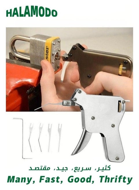 Idea Lock Pick Gun Padlock Gun Lockpicking Gun Door Opener Lock Picks Set of 1pc Unlock Tool & 4pcs Lock Repair Picks for Professional Locksmiths and Beginners