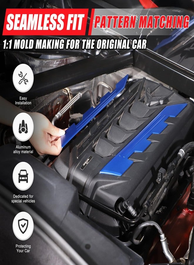 Sekhyna Engine Bay Panel Cover Trim 2PCS Compatible with Corvette C8 Stingray 2020-2023 Engine Cover Left Right Protective High Temperature Resistance Cover Trim Accessories (Blue) - Image 3