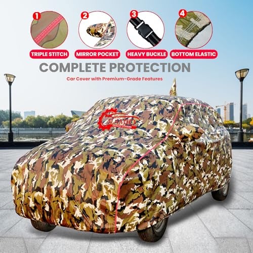 Slamio 100% Waterproof Car Body Cover for Maruti Suzuki Ertiga 2012-2017 Model with Mirror Pocket, Soft Cotton Lining, Triple Stitched, Full Bottom Elastic, Heat Resistant Jungle Print - Image 2