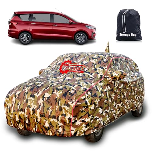 Slamio 100% Waterproof Car Body Cover for Maruti Suzuki Ertiga 2012-2017 Model with Mirror Pocket, Soft Cotton Lining, Triple Stitched, Full Bottom Elastic, Heat Resistant Jungle Print - Image 1