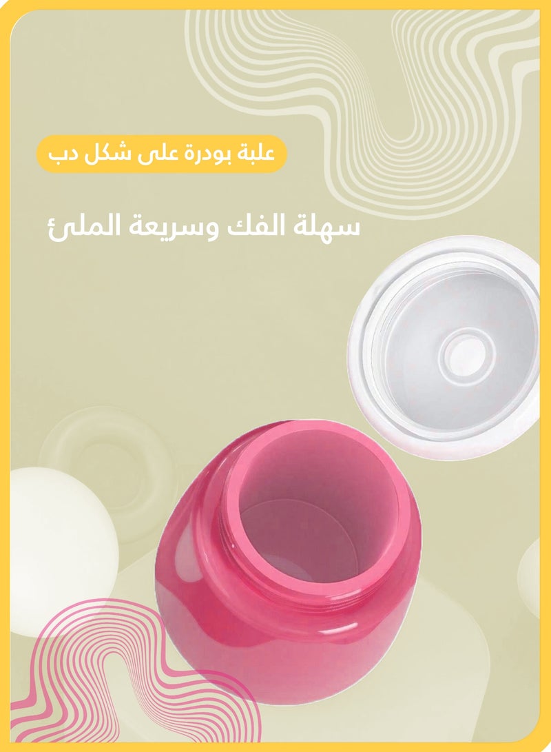 She&Little Baby Powder Puff Box, Baby Powder Case With Puff, Portable Cartoon Bear Powder Case with Lid, Anti-Dust & No Powder Flying, Suitable for Talcum Powder, Cornstarch, Kids & Adults (Pink) - Image 2