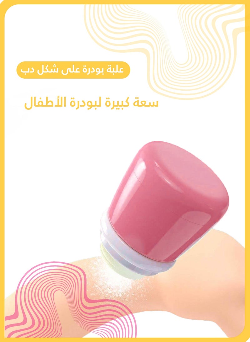 She&Little Baby Powder Puff Box, Baby Powder Case With Puff, Portable Cartoon Bear Powder Case with Lid, Anti-Dust & No Powder Flying, Suitable for Talcum Powder, Cornstarch, Kids & Adults (Pink) - Image 4