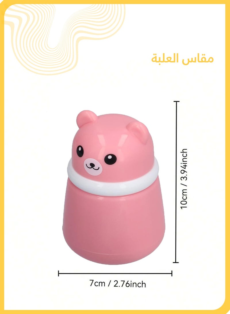 She&Little Baby Powder Puff Box, Baby Powder Case With Puff, Portable Cartoon Bear Powder Case with Lid, Anti-Dust & No Powder Flying, Suitable for Talcum Powder, Cornstarch, Kids & Adults (Pink) - Image 5