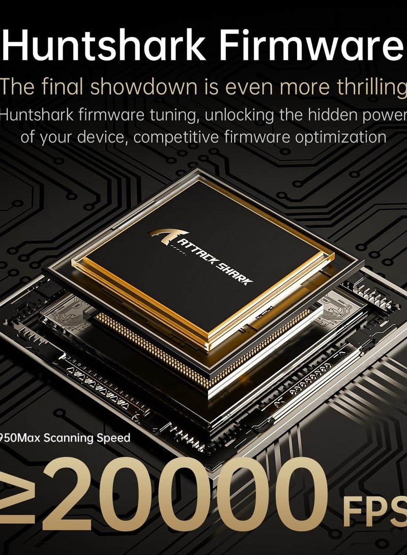 Attack Shark R11 Ultra 8K Carbon Fiber Wireless Gaming Mouse with 42000 DPI-PAW3950 MAX Sensor-49g Lightweight,Nordic 52840 MCU Chip,Wired/BT/2.4Ghz Programmable,RGB Coiled Cable for PC(Black Wave) - Image 5