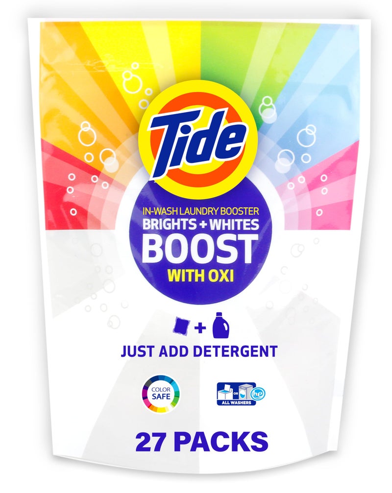 Tide Brights Whites Odor Rescue In Wash Odor Eliminator with Oxi Scent Booster Removes Odors in a Single Wash 27 Count Pack of 1