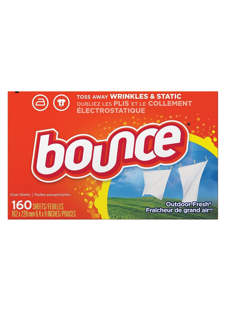 Bounce مناديل تجفيف منعم الأقمشة من أوتدور فريش، 160 قطعة  - Image 1