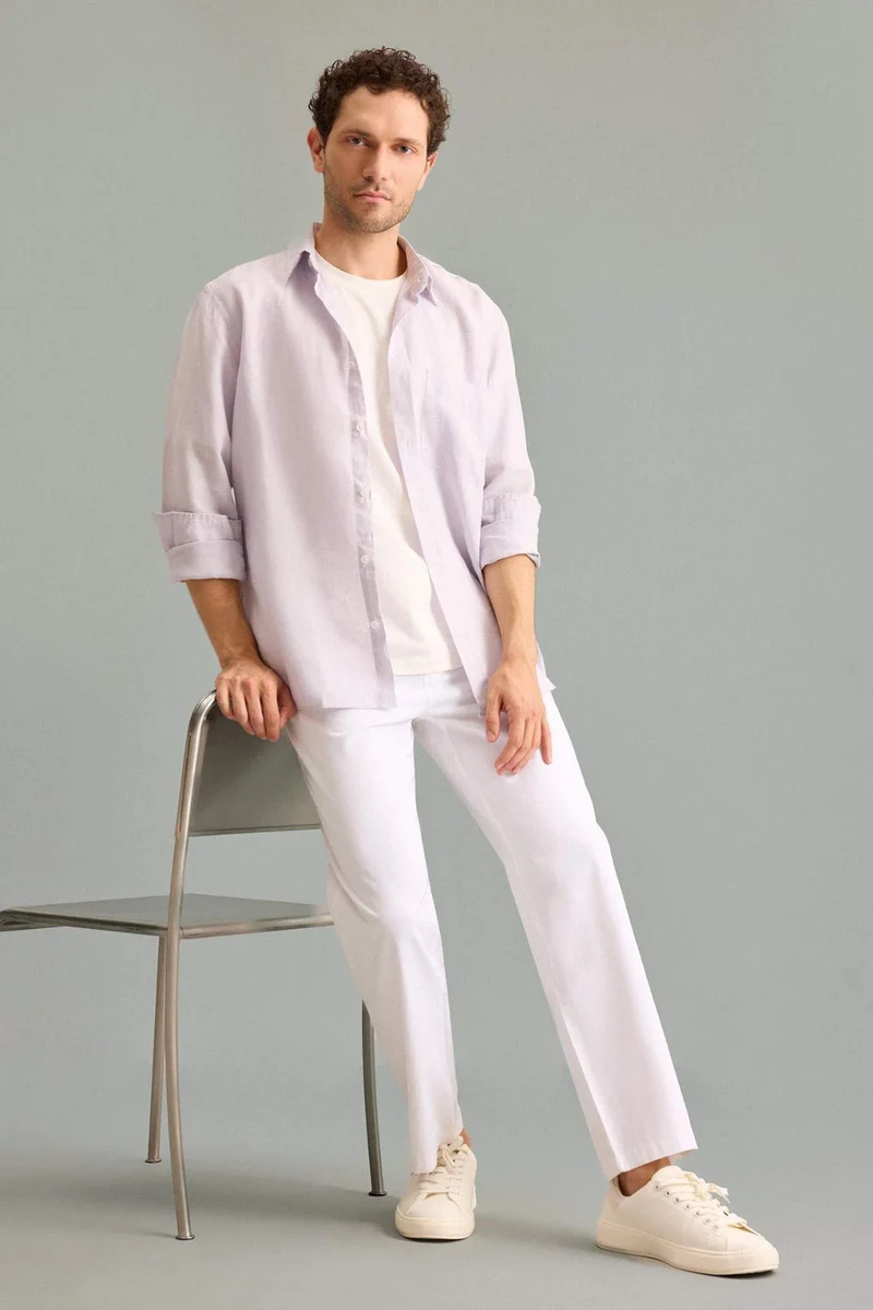 Defacto 100% Linen Long Sleeve Shirt