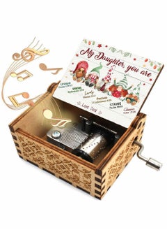 HomarKet My Daughter You Are Wood Music Box for Wife Daughter Son Dad Laser Engraved Vintage Wooden Hand Crank Music Box Gifts  - Image 1