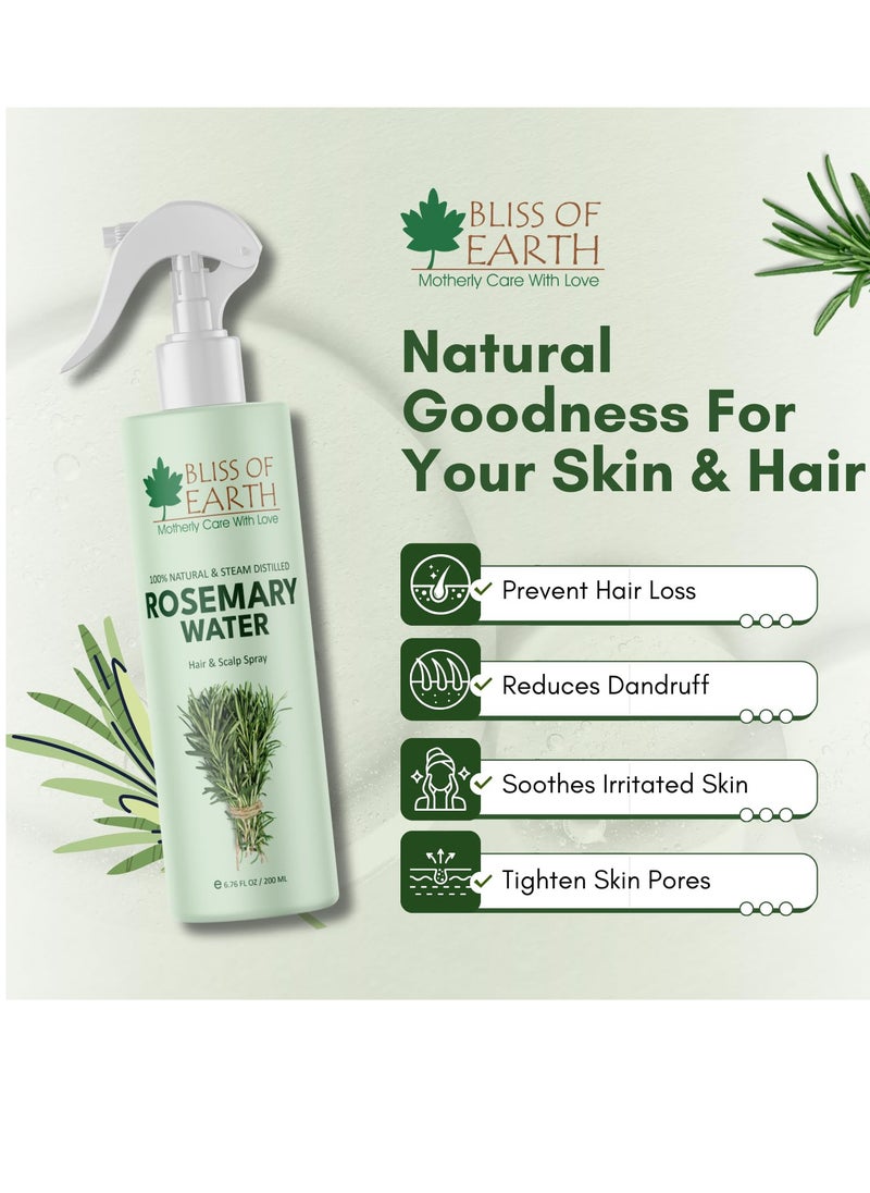 BLISS OF EARTH - Bliss of Earth Rosemary Water Spray For Hair Growth 200ml (Pack of 2) - Image 1