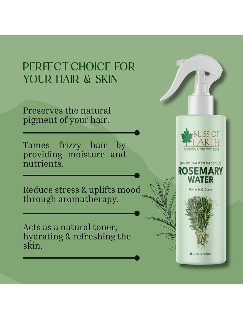 BLISS OF EARTH - Bliss of Earth Rosemary Water Spray For Hair Growth 200ml (Pack of 2) - Image 1