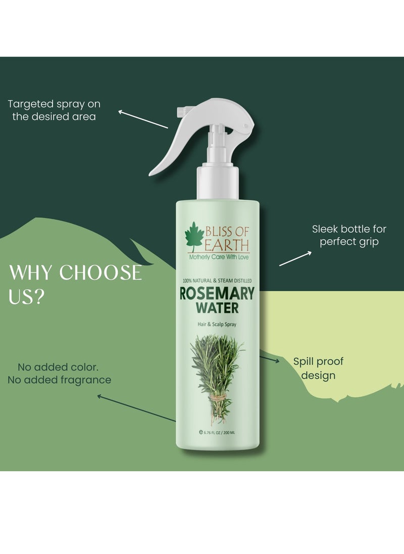 BLISS OF EARTH - Bliss of Earth Rosemary Water Spray For Hair Growth 200ml (Pack of 2) - Image 1