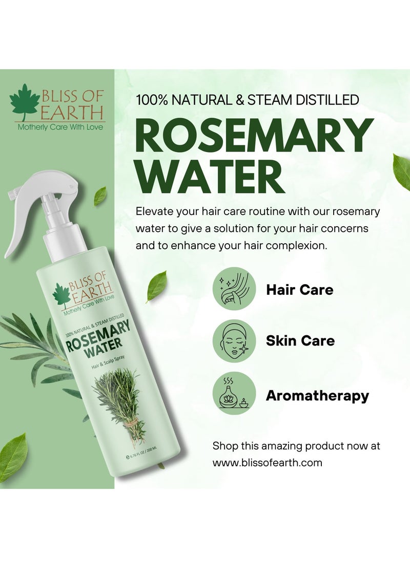 BLISS OF EARTH - Bliss of Earth Rosemary Water Spray For Hair Growth 200ml (Pack of 2) - Image 1